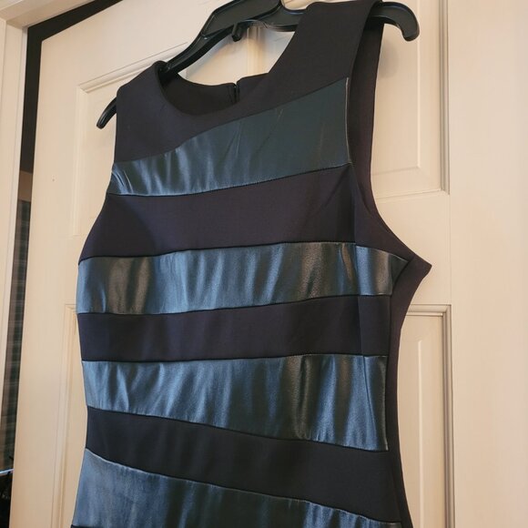 Bisou Bisou Black Faux-leather trimmed dress, size 12 - Picture 2 of 5